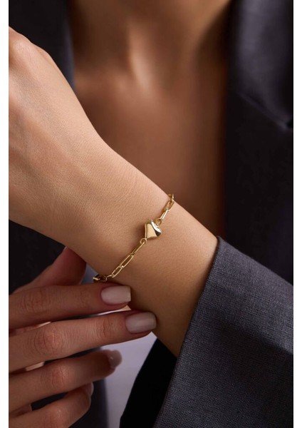 Altın Kalpli Bileklik 19 cm modelleri