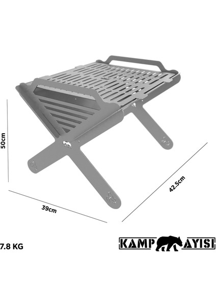 Kamp Ayısı® X-Mangal™: Çelik Mangal Katlanabilir Izgara Çantalı, Taşınabilir, Dayanıklı, Hızlı Kurulum