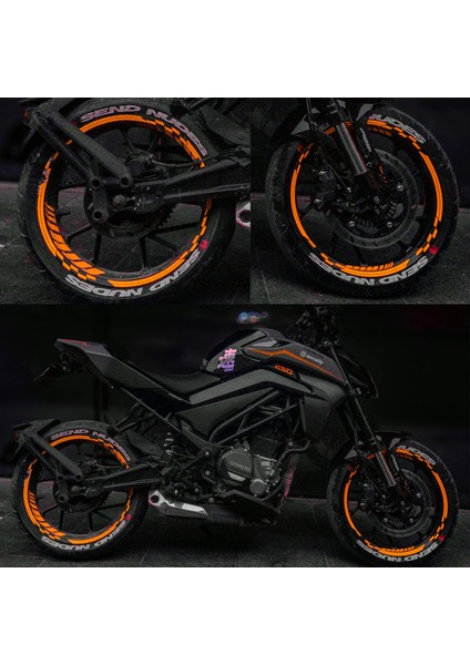 Neon Fosforlu Turuncu Iç Dış Motosiklet Jant Şeridi Takımı Çınar Extreme