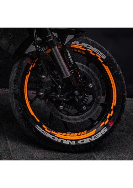 Neon Fosforlu Turuncu Iç Dış Motosiklet Jant Şeridi Takımı Çınar Extreme
