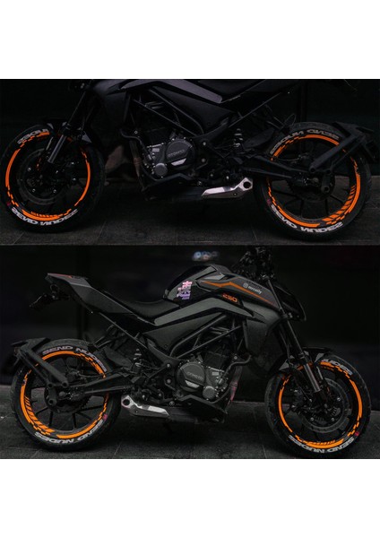 Neon Fosforlu Turuncu Iç Dış Motosiklet Jant Şeridi Takımı Çınar Extreme