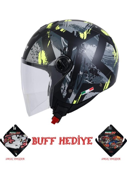 Sw 715 Poıson Black Grey Yellow Yarım Kask