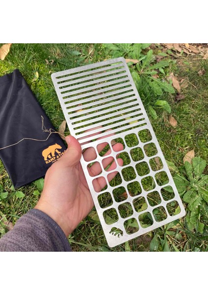 Kamp Ayısı® Duowire™: Taşıma Çantalı Dikdörtgen Paslanmaz Çelik 28 cm x 13 cm 215 Gram Bushcraft Izgara Teli indirimleri