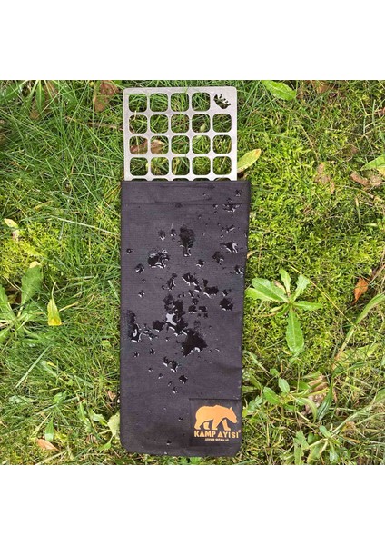 Kamp Ayısı® Duowire™: Taşıma Çantalı Dikdörtgen Paslanmaz Çelik 28 cm x 13 cm 215 Gram Bushcraft Izgara Teli