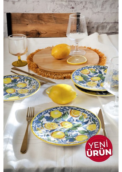 Lemon Glow Ege Pasta Tabağı 20 cm 4 Parça