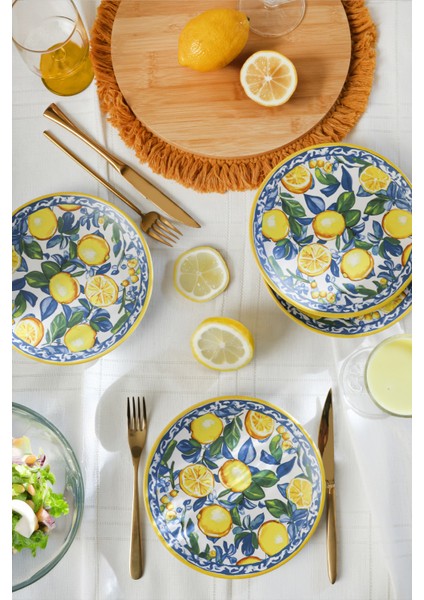 Lemon Glow Ege Pasta Tabağı 20 cm 4 Parça