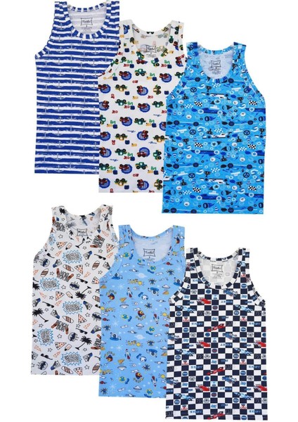 6lı Erkek Çocuk Renkli Atlet Pamuklu Askılı Empirme Elastan