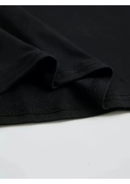 Büyük Boy Ayıcık Baskılı Bisiklet Yaka T-Shirt, Ilkbahar & Yaz Için Rahat Kısa Kollu T-Shirt, Kadın Giyim - Siyah
