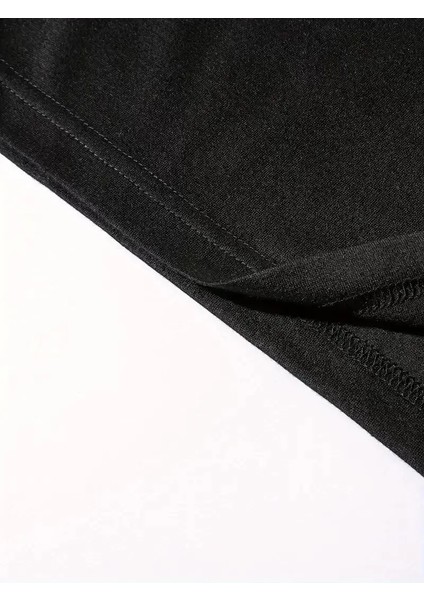 Benzersiz Sırt Baskılı Erkek Sokak Stili Bol Tişört - Nefes Alabilir Polyester, Makinede Yıkanabilir - Siyah modelleri