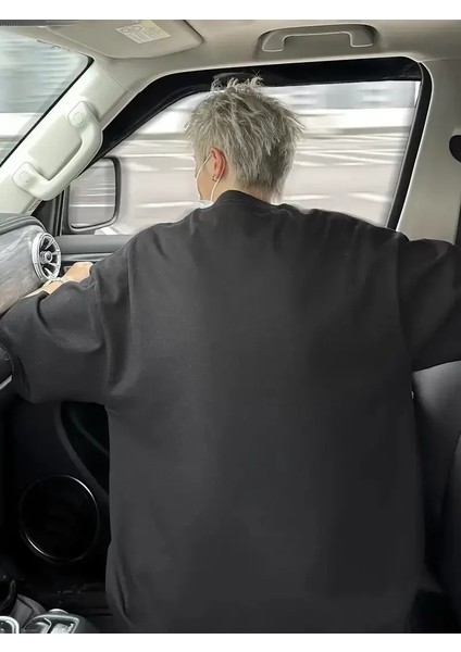Baskı Oh Erkek Oversive Tişört, Grafik Tişört Erkek Yazlık Outdoor Kıyafetleri, Sporda ve Günlük Giyime Uygun - Siyah