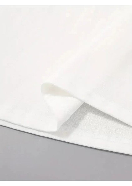 20/1 Penye Compack Palmiye Ön Baskılı Oversize Bisiklet Yaka Kısa Kol Yazlık T-Shirt - Beyaz fiyatları