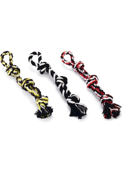 Köpek Oyuncağı, Üç Düğümlü Diş İpi, Tutamaçlı, 40cm, 250gr