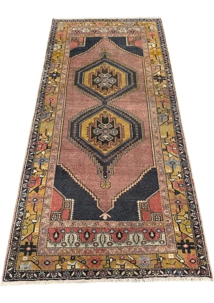 El Dokuma Vintage Ortaköy Halısı 125 x 260 Kök Boya Eskitme Halı