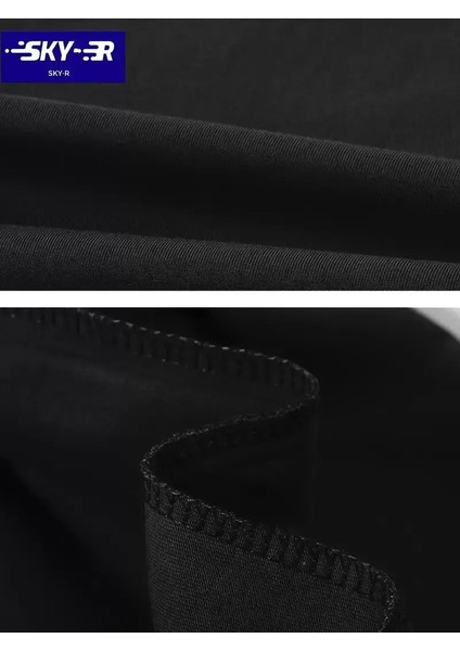 20/1 Penye Compack Gözlüklü Ayı Baskılı Oversize Bisiklet Yaka Erkek T-Shirt - Siyah