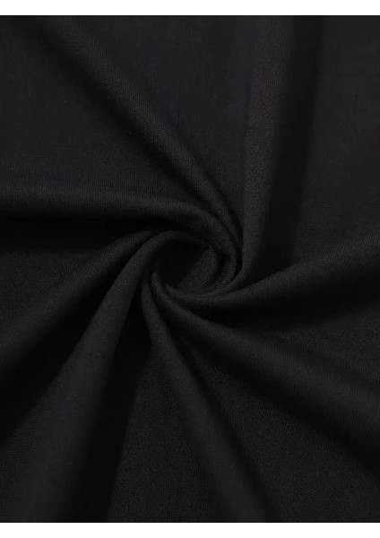 20/1 Penye Compack Palmiye Baskılı Oversize Bisiklet Yaka Kısa Kol T-Shirt - Siyah