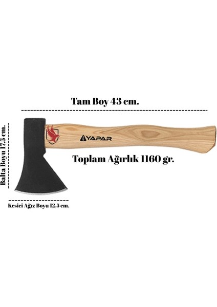 Ahşap Saplı Dövme Çelik Kamp Baltası 1 kg