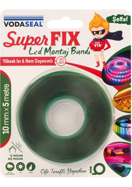 Superfix Çift Taraflı LED Montaj Bandı - 10 mm x 5 Mt.