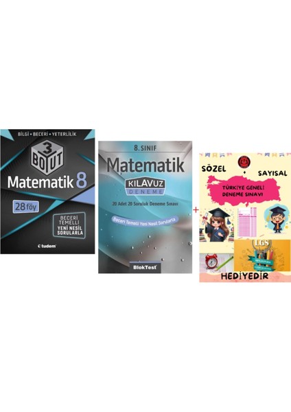 Tudem Yayınları Lgs Matematik 3 Boyut Beceri Temelli Soru Bankası - Matematik Klavuz Deneme - Hediye