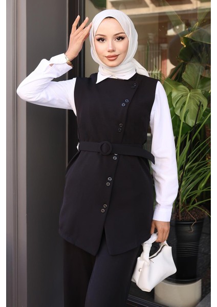 Kemerli Yelek Pantolon Takım Siyah 19250 fiyatları