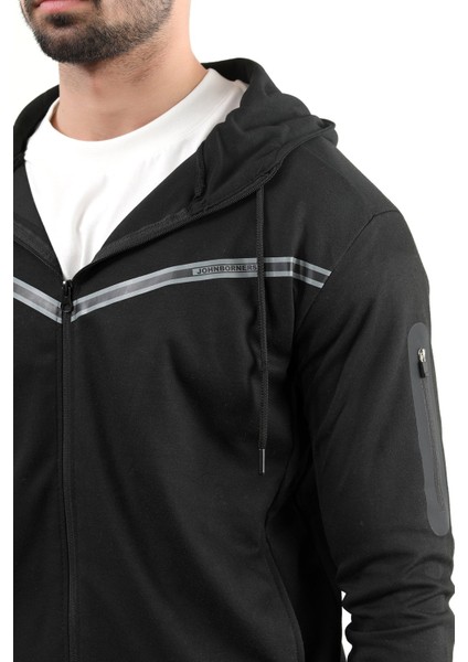 Erkek Fermuarlı Kapüşonlu Slim Fit Sweatshirt Siyah - 24K 078 fiyatları