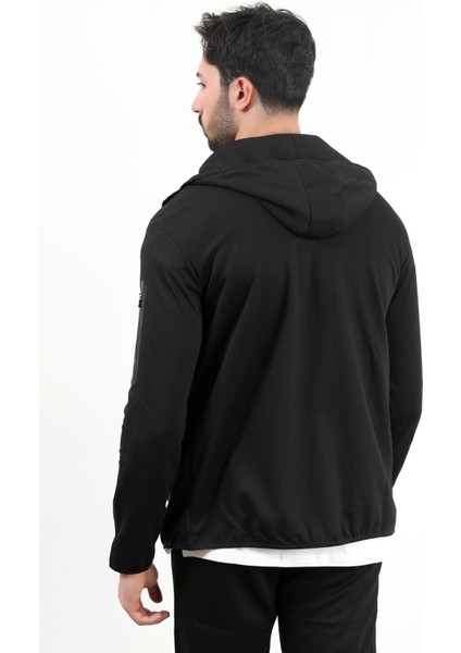 Erkek Fermuarlı Kapüşonlu Slim Fit Sweatshirt Siyah - 24K 078 fırsatları
