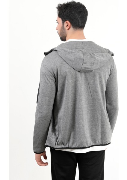 Erkek Fermuarlı Kapüşonlu Slim Fit Sweatshirt Füme - 24K 078 fırsatları