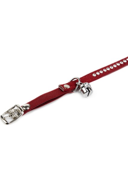 Kedi Boyun Tasması, Swarovski Taşlı, Kırmızı, 24,5-30CM Zrnet