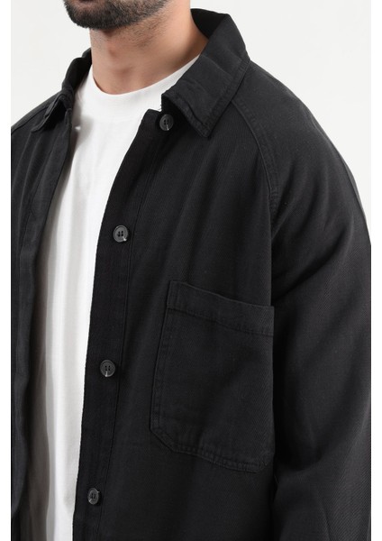 Erkek Düğme Kapamalı Çift Cepli Gömlek Siyah - 2704 fiyatları