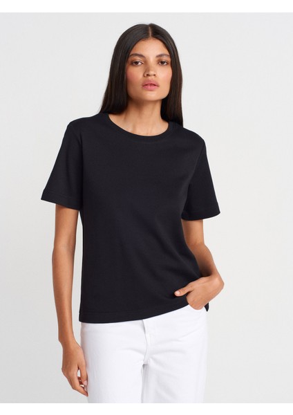 31763 Bisiklet Yaka T-Shirt-Siyah