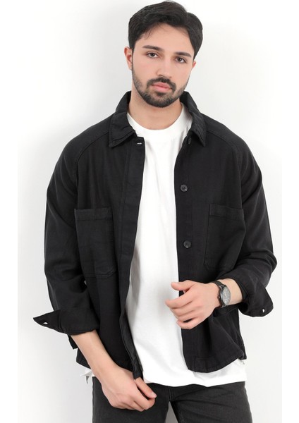 Erkek Düğme Kapamalı Çift Cepli Gömlek Siyah - 2704 modelleri