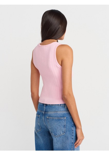 10759 Fitilli Ajurlu Triko Bluz-Pembe