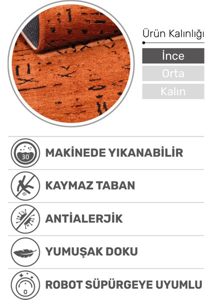 Venüs Kiremit Iskandinav Desenli Kaymaz Pamuk Kilim – Makinede Yıkanabilir, Modern ve Şık Tasarım Halı