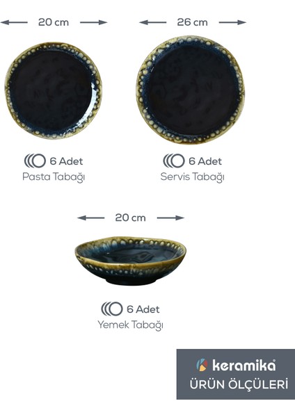 Shizen Siyah Organik Yemek Takımı 18 Parça 6 Kişilik Q29