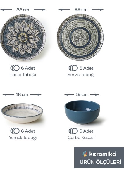 Mosaic Marvels Yemek Takımı 24 Parça 6 Kişilik 21619-20-21 indirimleri