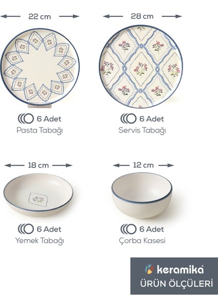 Floral Waves Yemek Takımı 24 Parça 6 Kişilik 22668-71