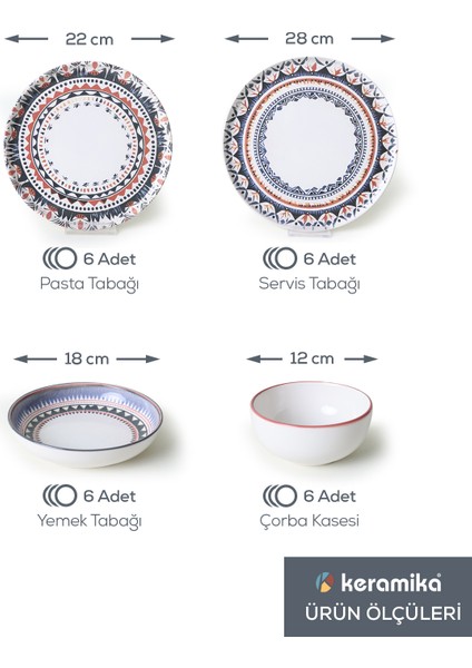Ethnic Yemek Takımı 24 Parça 6 Kişilik 21616-17-28-24