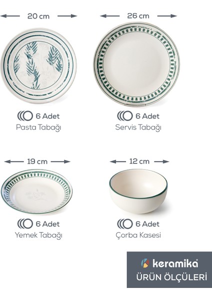 Green Leaf Yemek Takımı 24 Parça 6 Kişilik 22634-35-38-40 indirimleri