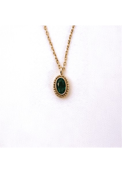 Gümüş Kolye - 0,50CT Zümrüt(Yeşim Taşı)Sade Minimal Tasarım 925 Ayar Gümüş Doğal Taşlı Kolye-Zümrüt Kolye Gümüş