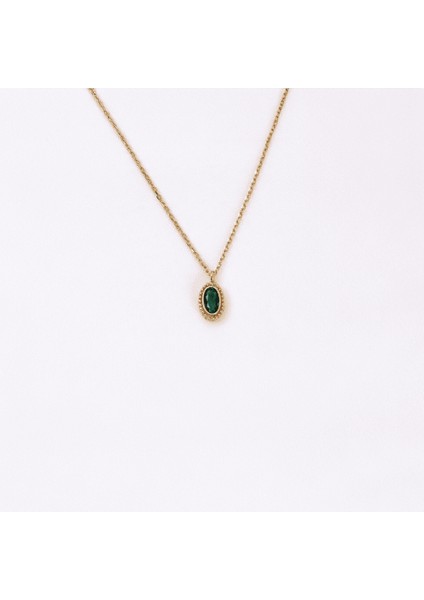 Gümüş Kolye - 0,50CT Zümrüt(Yeşim Taşı)Sade Minimal Tasarım 925 Ayar Gümüş Doğal Taşlı Kolye-Zümrüt Kolye Gümüş
