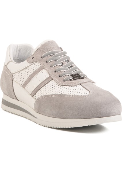 Gri Deri Erkek Sneaker