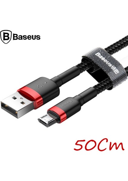 Cafule Micro USB 0.50 Kısa 2.4A Hızlı Şarj Halat USB Kablo - Siyah,gri