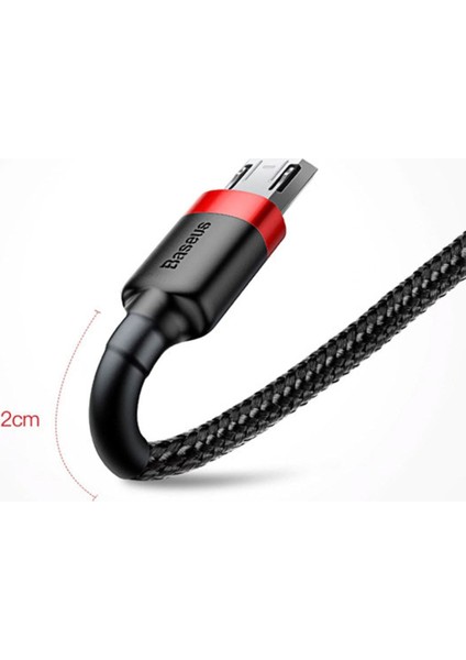 Cafule Micro USB 0.50 Kısa 2.4A Hızlı Şarj Halat USB Kablo - Siyah,gri
