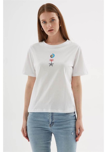 Beyaz Kadın T-Shirt 25Y0521K1