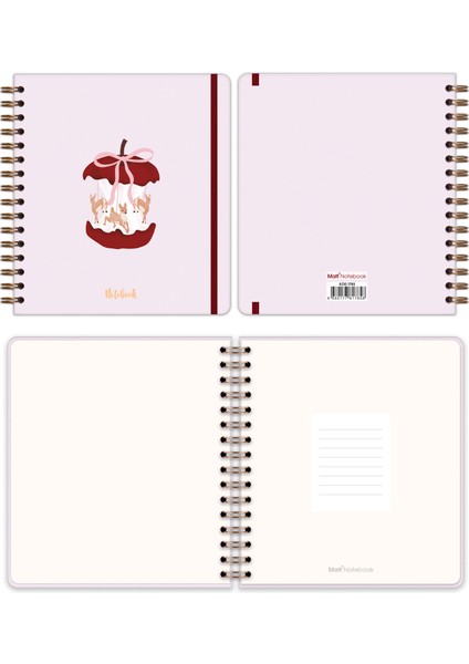 19X21 cm Kare Lastikli Spiralli Sert Kapak Not Defteri Çizgili