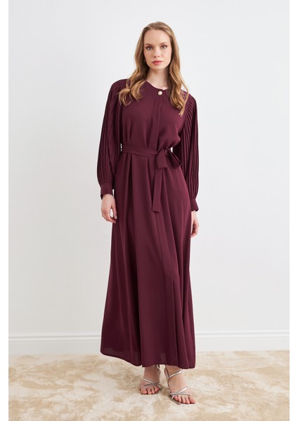 Kolları Piliseli Abaya - Bordo