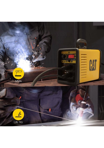 Cat DZ201T 200 Amper Tıg Lıft/mma Çanta Tipi Profesyonel Dijital Inverter Kaynak Makinesi + Cat DX37 Avuç Taşlama