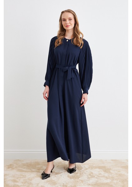 Kolları Piliseli Abaya - Lacivert fiyatları