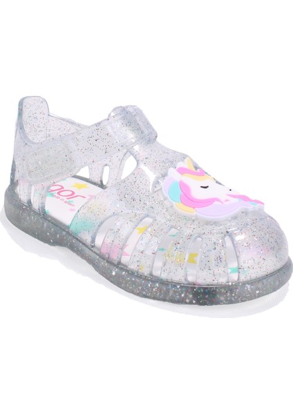 S10341 Tobby Unicornio Beyaz Şeffaf Ortopedik Günlük Kız Çocuk Sandalet