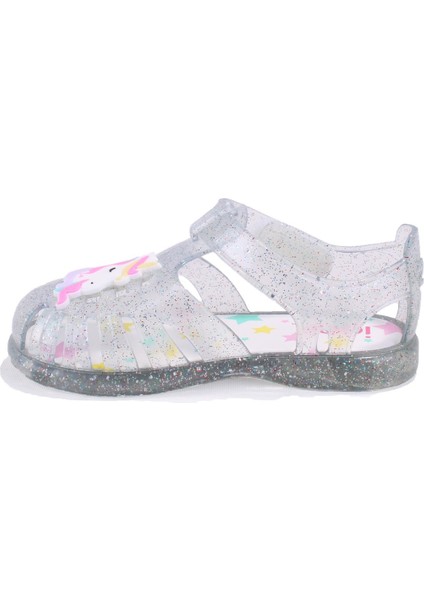 S10341 Tobby Unicornio Beyaz Şeffaf Ortopedik Günlük Kız Çocuk Sandalet modelleri