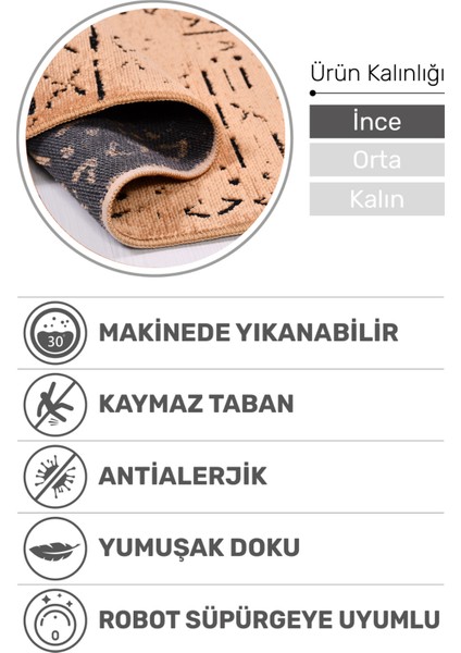 Venüs Hardal Iskandinav Desenli Kaymaz Pamuk Kilim – Makinede Yıkanabilir, Modern ve Dayanıklı Tasarım Halı